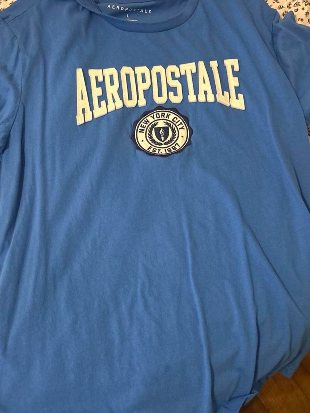 Aeropostale Light Blue Crewneck Tee with White Logo